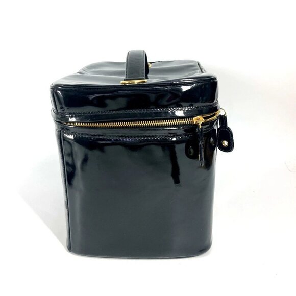 CHANEL vintage CC Vanity Bag 2WAY Shoulder Bag Hand Bag Patent Leather Black - Picture 12 of 14